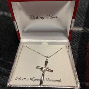 1/10 Genuine Diamond Sterling Silver Necklace